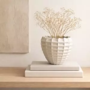 فازة سيراميك من مجموعة كينزال - حجم صغير - كريمي