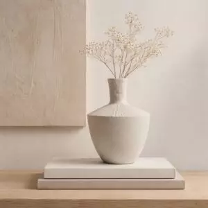 فازة سيراميك من مجموعة ليمار - حجم وسط - كريمي