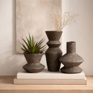 طقم فازة نيرما - 3 قطع - بني غامق