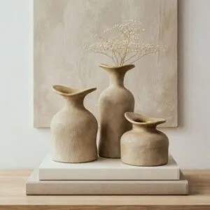 طقم فازة كوزيت - 3 قطع - بني