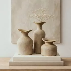 طقم فازة كوزيت - 3 قطع - بني