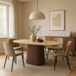 طاولة طعام فيكتوريا 6 اشخاص - بيج وبني غامق