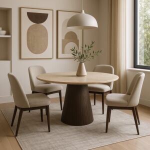 طاولة طعام فيكتوريا 4 اشخاص 120 سم - بيج وبني