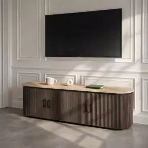 طاولة تلفزيون رواد - بني وبيج