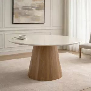 طاولة طعام دائرية من مجموعة نيرو - 4 اشخاص - بيج