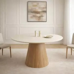 طاولة طعام دائرية من مجموعة نيرو - 6 اشخاص - بيج