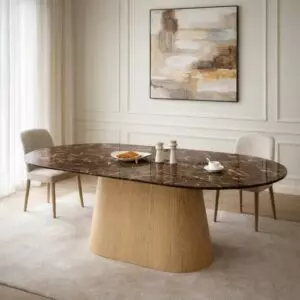 طاولة طعام من مجموعة جينجر - 8 اشخاص - بني وبيج