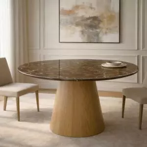 طاولة طعام من مجموعة جينجر - 4 اشخاص - بني وبيج