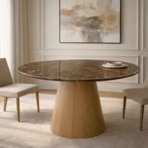 طاولة طعام من مجموعة جينجر - 4 اشخاص - بني وبيج