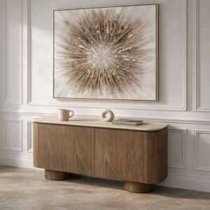 طاولة بوفيه من مجموعة لورا - 3 أبواب - بيج فاتح وبني