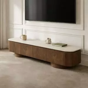 طاولة تلفزيون من مجموعة نيرو - بيج فاتح وبني