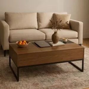 طاولة قهوة بسطح قابل للرفع و مساحة تخزين ميراج - بني واسود