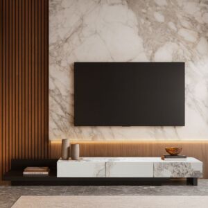 طاولة تلفزيون اشاتا - ابيض ومتعدد الالوان