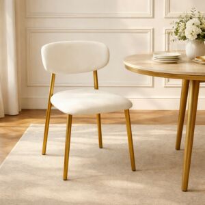 كرسي طعام هانا - كريمي وذهبي