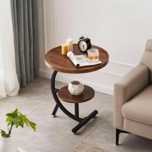 طاولة جانبية مستديرة من مجموعة نوفا - بني واسود