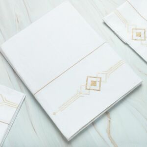 طقم غطاء سرير 200 غرزة 6 قطع دايموند - أبيض