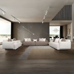 طقم كنب كوين 4 قطع - بني وبيج