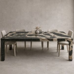طاولة طعام رخام طبيعي سابا 8 اشخاص
