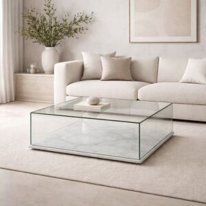 طاولة قهوة زجاج ورخام