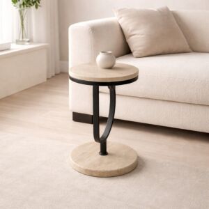 طاولة جانبية مرتفعة رخام ترافنتينو