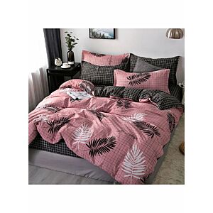 طقم غطاء لحاف كوين مايكروفايبر وردي - 4 قطع