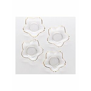 طقم صحون حلى على شكل أزهار الكرز - 4 قطع - شفاف