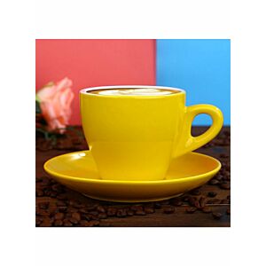 كوب مع صحن بتيلا  -  أصفر 