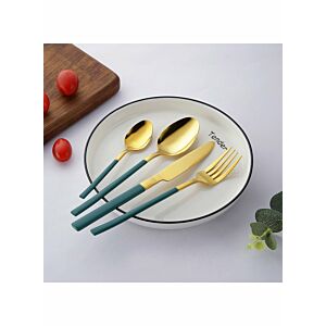 طقم أدوات مائدة جولدير 4 قطع - ذهبي وأخضر