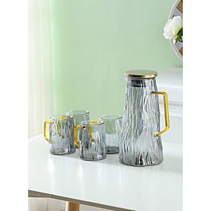 طقم إبريق وأكواب ماء من 5 قطع - رمادي