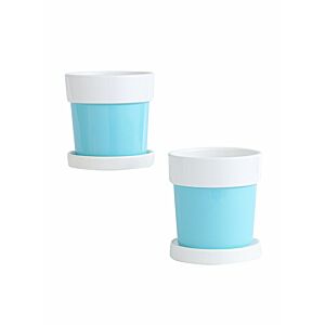 مركن زرع سيراميك للزينة - ابيض وازرق