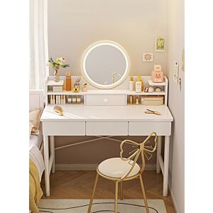 طاولة تزيين مع مرآة LED اليف - ابيض