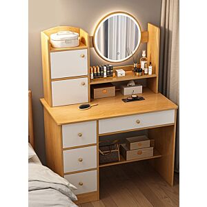 طاولة تزيين مع مرآة LED تولاي - بيج