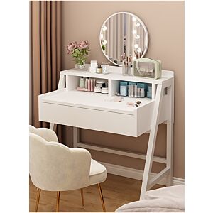 طاولة تزيين مع مرآة LED ميزو - ابيض