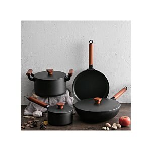 طقم أواني الطهي غير اللاصقة - اسود