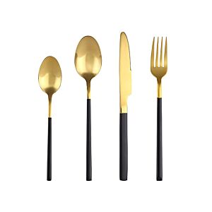 طقم أدوات مائدة فاخر 4 قطع أسود - ذهبي