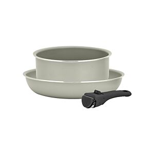 طقم مقلاة ووعاء ألمنيوم مع مقبض قابل للفصل من شاربدو - كريمي