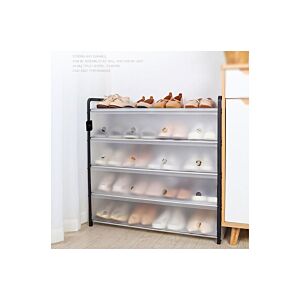 خزانة أحذية متعدد الأرفف أسود