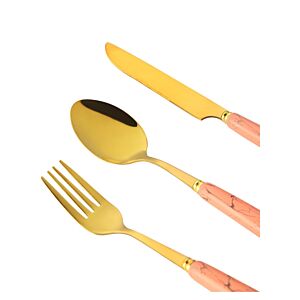 طقم أدوات مائدة صن هوم 24 قطعة مع حامل وردي