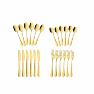 طقم أدوات مائدة من الفولاذ المقاوم للصدأ 24 قطعة - ذهبي