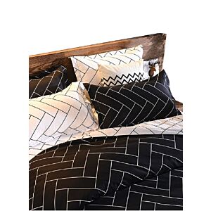 طقم غطاء لحاف مزدوج 6 قطع قطن أسود