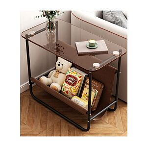 طاولة جانبية زجاجية ماشكا - بني