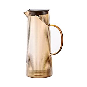 ابريق زجاجي تصميم مخطط بطابع أوروبي - بني