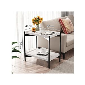 طاولة جانبية مربعة مزدوجة الطبقات