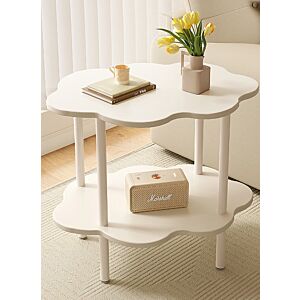طاولة جانبية طابقين شكل زهرة - ابيض