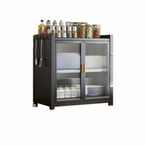 وحدة تخزين وتنظيم طبقتين مع 4 خطافات تخزين من شاربدو - اسود