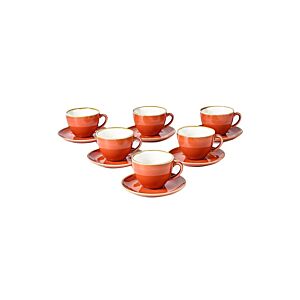 طقم فنجان وصحون قهوة 12 قطعة نيلاي - برتقالي