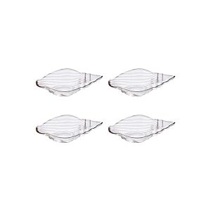 طقم صحون عميقة زجاجية شكل محارة 4 قطع - شفاف