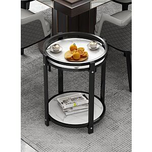 طاولة جانبية ذات طبقتين للتخزين البرت - اسود