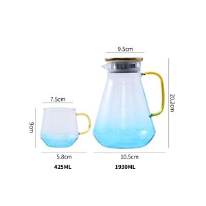 طقم ابريق وأكواب 5 قطع - شفاف