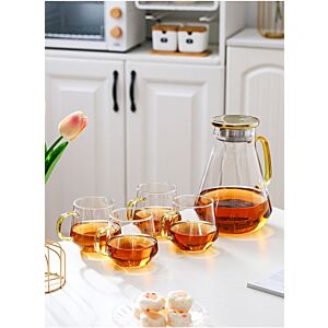طقم ابريق مع أكواب 5 قطع - شفاف